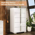 50.2" H 5-Drawer Dresser with Glossy Surface and Chrome Handles