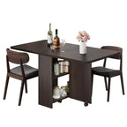 Foldable Drop-Leaf Dining Table with Storage Shelves and Wheels