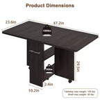 Foldable Drop-Leaf Dining Table with Storage Shelves and Wheels