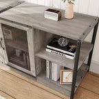 63-Inch TV Stand with Storage and 2 Mesh Doors