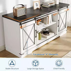 TV Stand for 65" TVs with Sliding Barn Doors, Adjustable Shelf and Storage Cabinet