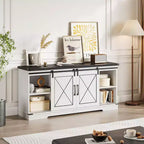 TV Stand for 65" TVs with Sliding Barn Doors, Adjustable Shelf and Storage Cabinet