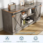 TV Stand for 65" TVs with Sliding Barn Doors, Adjustable Shelf and Storage Cabinet