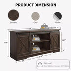 TV Stand for 65" TVs with Sliding Barn Doors, Adjustable Shelf and Storage Cabinet
