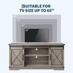 TV Stand for 65" TVs with Sliding Barn Doors, Adjustable Shelf and Storage Cabinet