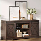 TV Stand for 65" TVs with Sliding Barn Doors, Adjustable Shelf and Storage Cabinet