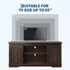 TV Stand for 65" TVs with Sliding Barn Doors, Adjustable Shelf and Storage Cabinet