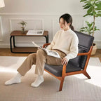 Mid-Century Modern Accent Chair with Pillow, Solid Wood Frame