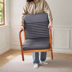 Mid-Century Modern Accent Chair with Pillow, Solid Wood Frame