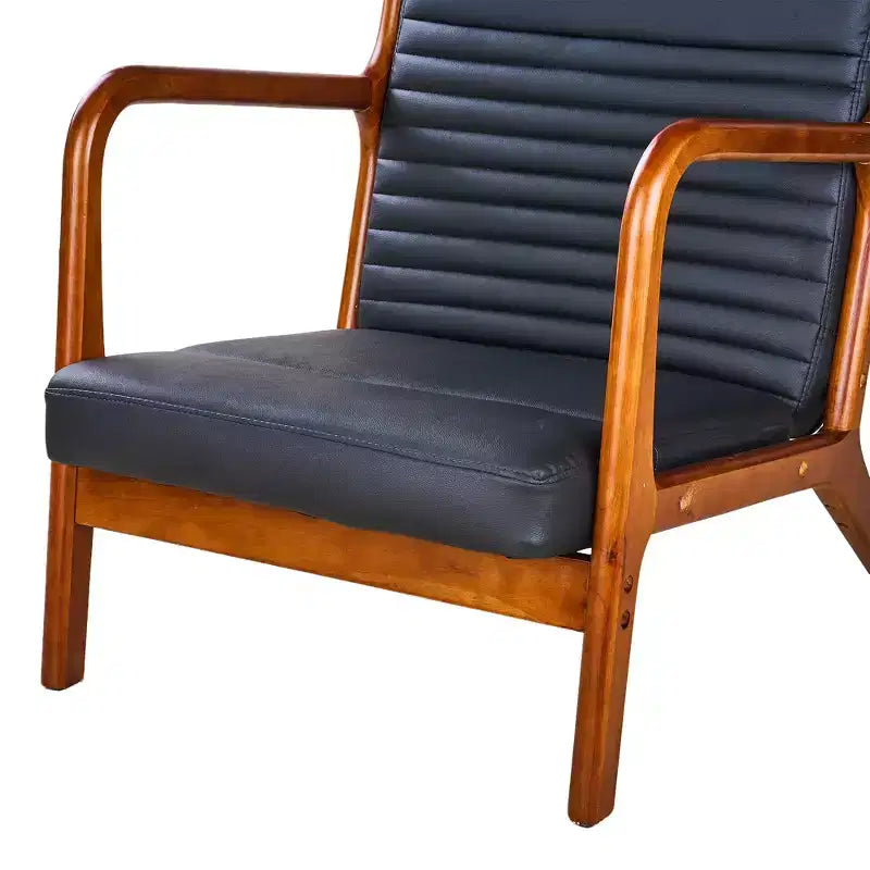 Mid-Century Modern Accent Chair with Pillow, Solid Wood Frame