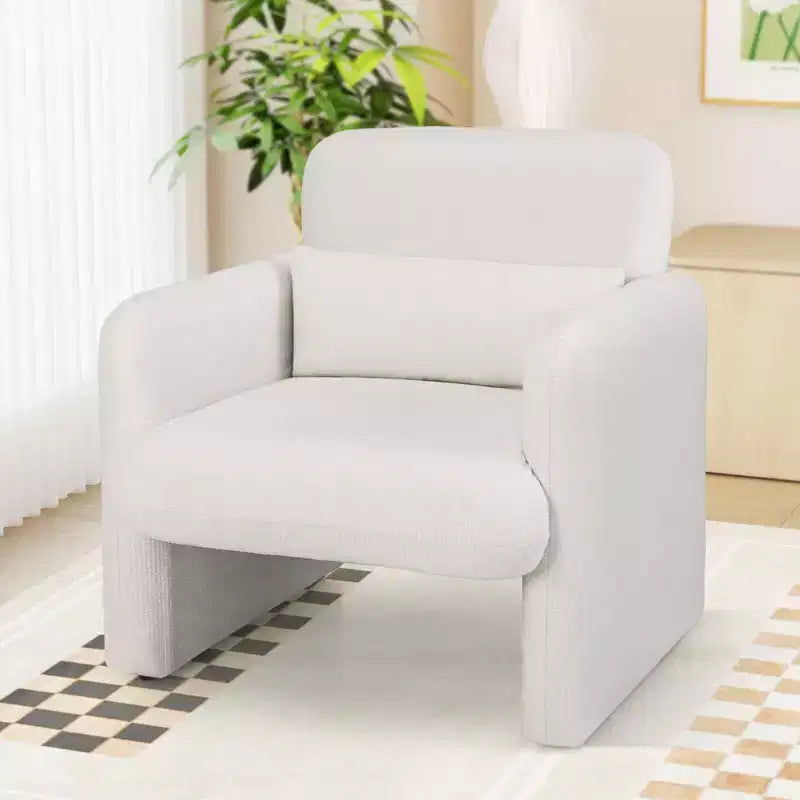 Chenille Accent Chair with Removable Lumbar Pillow, Thick Seat Cushion and Armrests