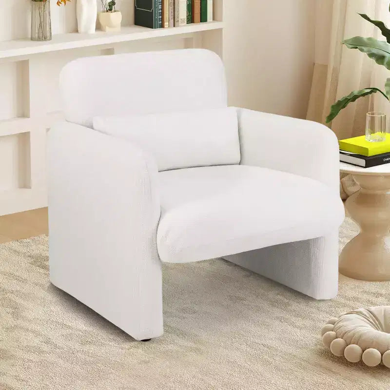 Chenille Accent Chair with Removable Lumbar Pillow, Thick Seat Cushion and Armrests