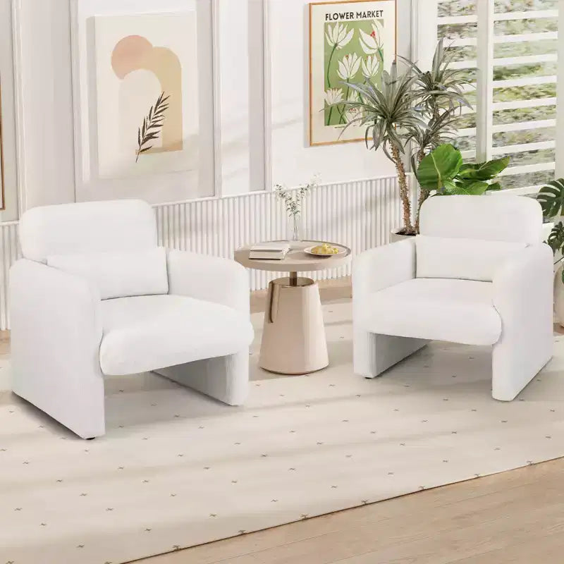 Chenille Accent Chair with Removable Lumbar Pillow, Thick Seat Cushion and Armrests