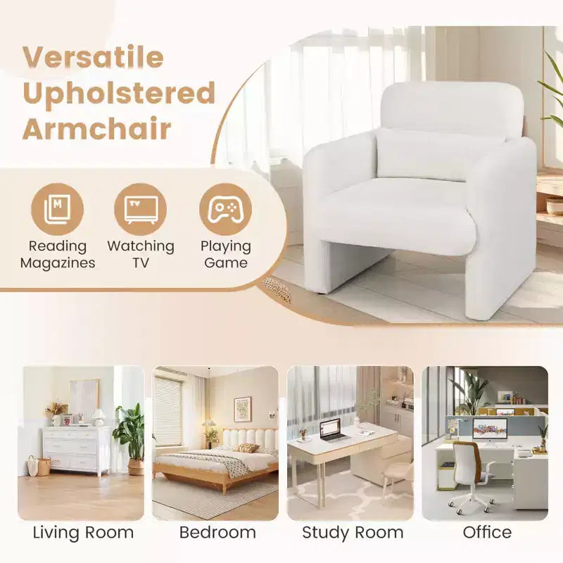 Chenille Accent Chair with Removable Lumbar Pillow, Thick Seat Cushion and Armrests