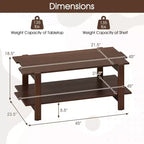 2-Tier Coffee Table with Open Storage Shelf, Irregular Design