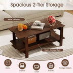 2-Tier Coffee Table with Open Storage Shelf, Irregular Design