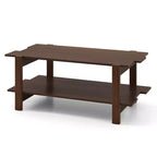 2-Tier Coffee Table with Open Storage Shelf, Irregular Design