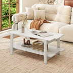 2-Tier Coffee Table with Open Storage Shelf, Irregular Design