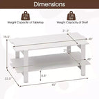 2-Tier Coffee Table with Open Storage Shelf, Irregular Design