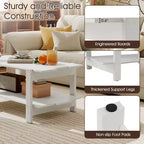 2-Tier Coffee Table with Open Storage Shelf, Irregular Design