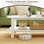 2-Tier Coffee Table with Open Storage Shelf, Irregular Design