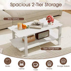 2-Tier Coffee Table with Open Storage Shelf, Irregular Design