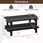 2-Tier Coffee Table with Open Storage Shelf, Irregular Design