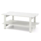 2-Tier Coffee Table with Open Storage Shelf, Irregular Design