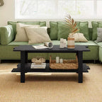 2-Tier Coffee Table with Open Storage Shelf, Irregular Design