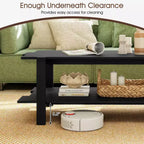 2-Tier Coffee Table with Open Storage Shelf, Irregular Design