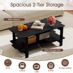 2-Tier Coffee Table with Open Storage Shelf, Irregular Design