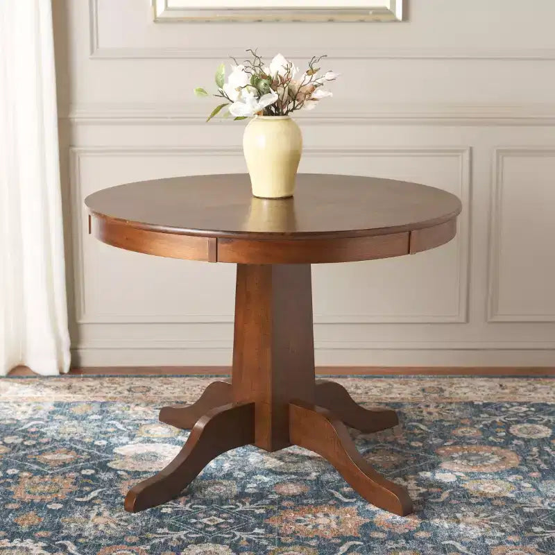 Round Dining Table in Rustic Brown - Seats 4
