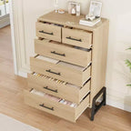4+2 Drawer Dresser for Bedroom, 46.6" Tall Chest of Drawers with Storage, Freestanding Wooden Closet Organizer
