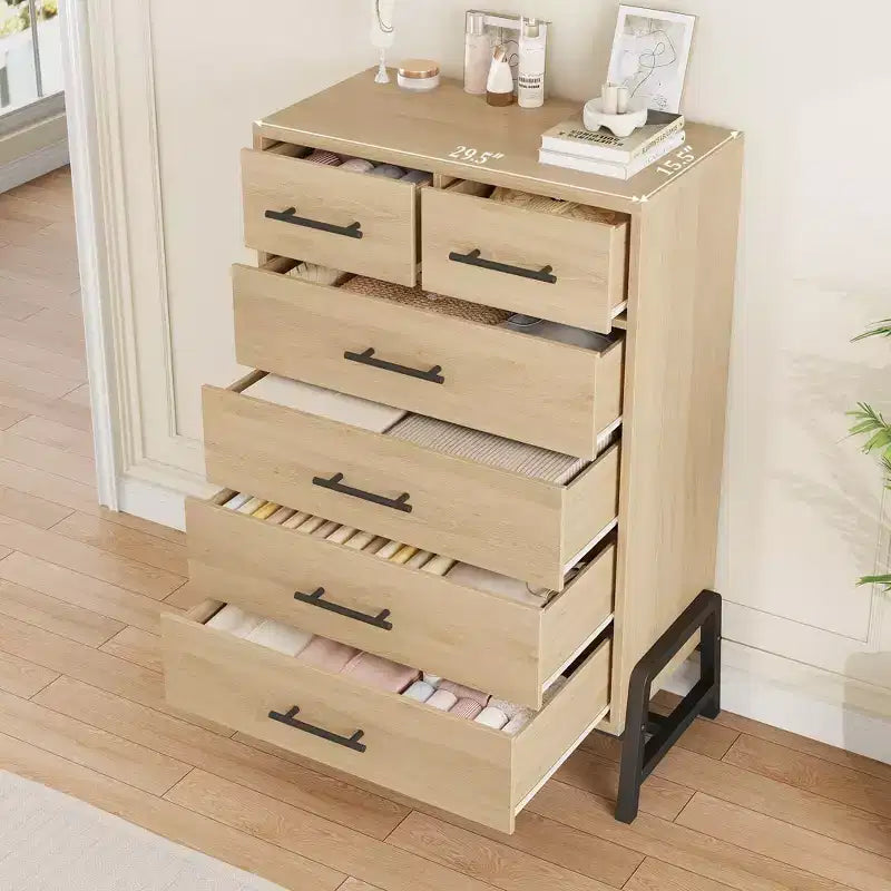 4+2 Drawer Dresser for Bedroom, 46.6" Tall Chest of Drawers with Storage, Freestanding Wooden Closet Organizer