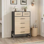 4+2 Drawer Dresser for Bedroom, 46.6" Tall Chest of Drawers with Storage, Freestanding Wooden Closet Organizer