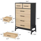 4+2 Drawer Dresser for Bedroom, 46.6" Tall Chest of Drawers with Storage, Freestanding Wooden Closet Organizer