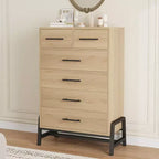 GustoWave 4+2 Dresser for Bedroom, 46.6 Tall Dresser, Tall Drawer with Storage Freestanding, Wooden Closet Storage Chest