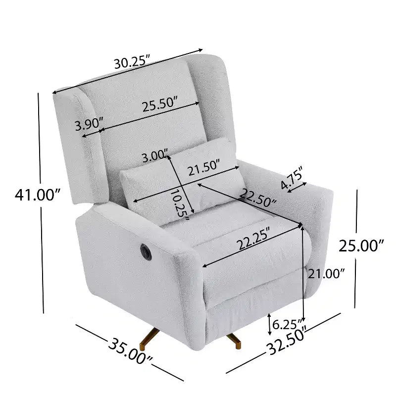 Contemporary Upholstered 360 Swivel Power Recliner Chair
