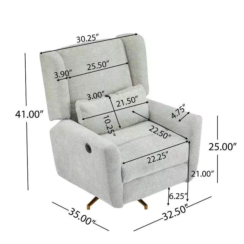 Contemporary Upholstered 360 Swivel Power Recliner Chair