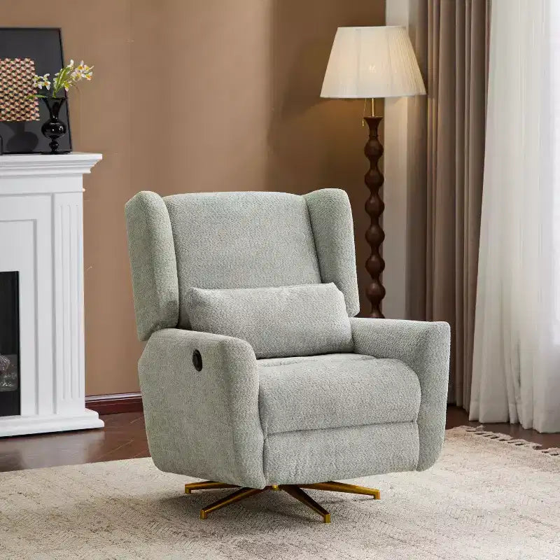 Contemporary Upholstered 360 Swivel Power Recliner Chair
