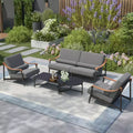 Captiva Designs Outdoor Patio Oversized Modern Luxury Conversation Sofa Set with Extra Thick Cushion and Coffee Table