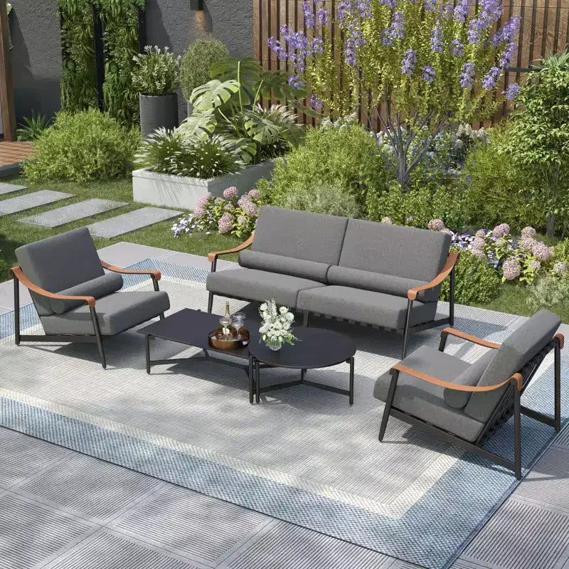 Captiva Designs Outdoor Patio Oversized Modern Luxury Conversation Sofa Set with Extra Thick Cushion and Coffee Table