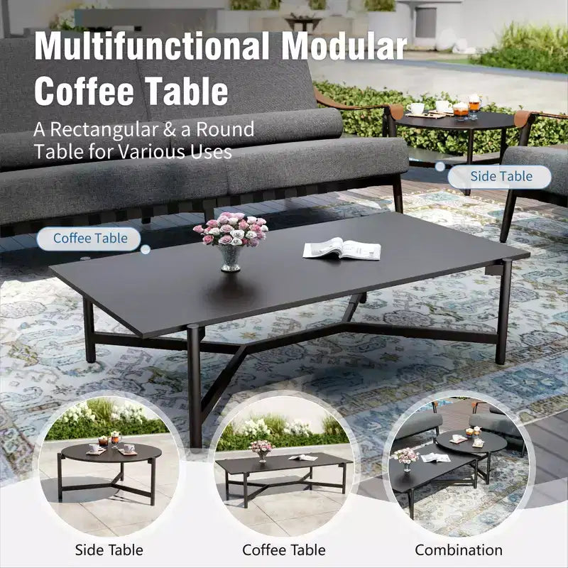 Set di divani da conversazione Captiva Designs per patio da esterno, moderno e di lusso, di grandi dimensioni, con cuscini extra spessi e tavolino da caffè
