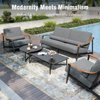 Set di divani da conversazione Captiva Designs per patio da esterno, moderno e di lusso, di grandi dimensioni, con cuscini extra spessi e tavolino da caffè