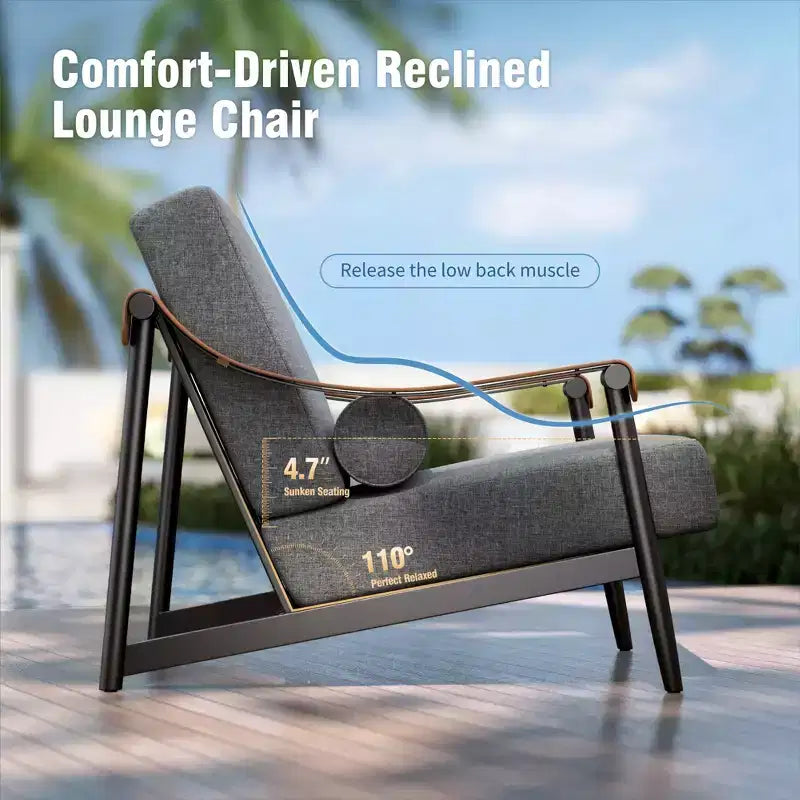 Set di divani da conversazione Captiva Designs per patio da esterno, moderno e di lusso, di grandi dimensioni, con cuscini extra spessi e tavolino da caffè