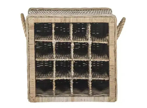 16-Bottle Rattan Wine Rack - Grey