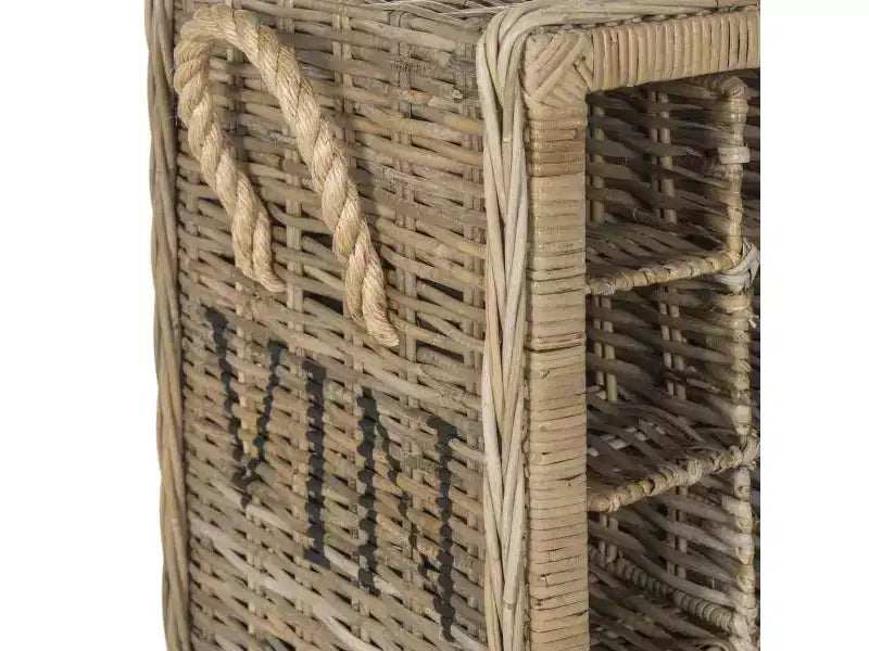 16-Bottle Rattan Wine Rack - Grey