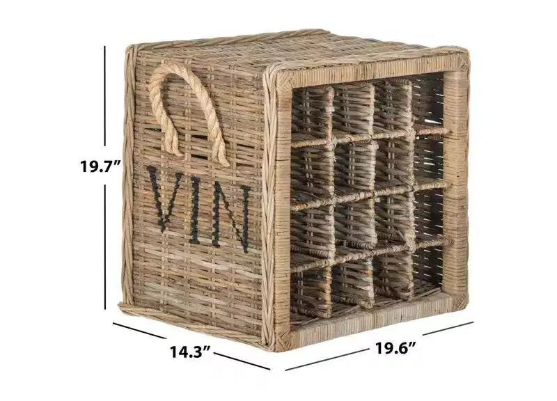 16-Bottle Rattan Wine Rack - Grey