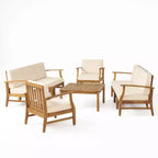 Set da conversazione da esterno Perla di Christopher Knight Home per 8 persone in legno di acacia con cuscini