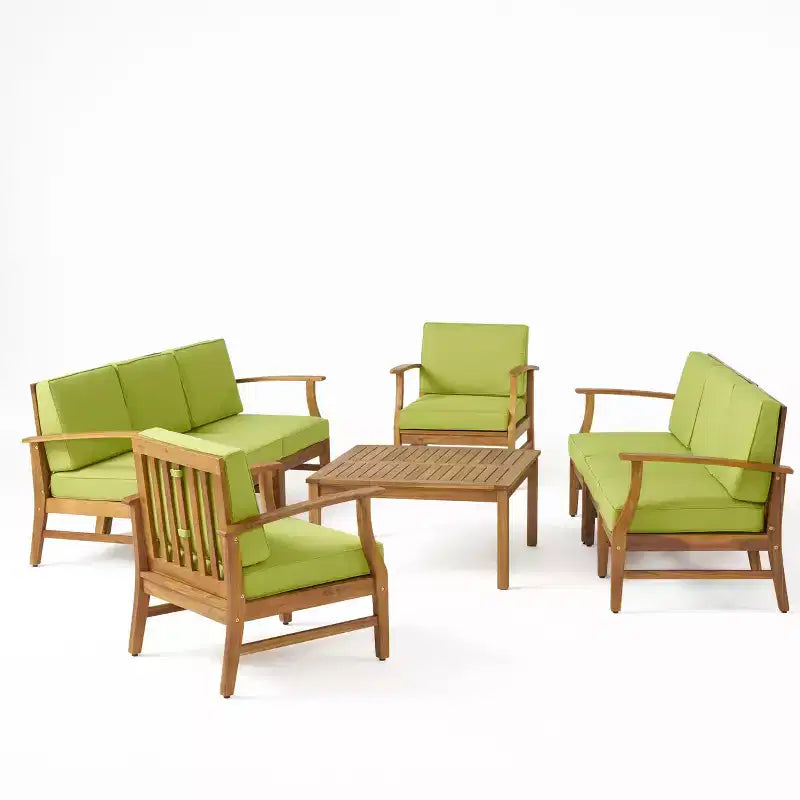 Set da conversazione da esterno Perla di Christopher Knight Home per 8 persone in legno di acacia con cuscini